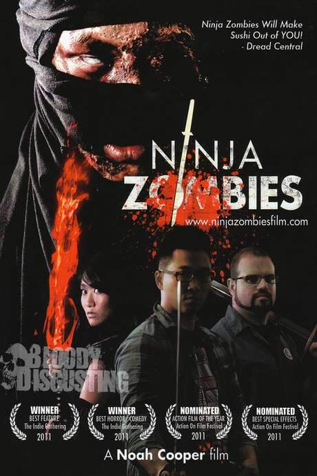 Deadly ninjas clash with relentless zombies in a high‑octane action‑comedy‑horror. Dameon, a young landlord haunted by samurai nightmares, finds his family’s ancestral sword that grants his forebear’s power and learns of a cursed Hell Sword that raises the dead. Armed with both, he fights undead, protects friends, and faces a reluctant destiny.